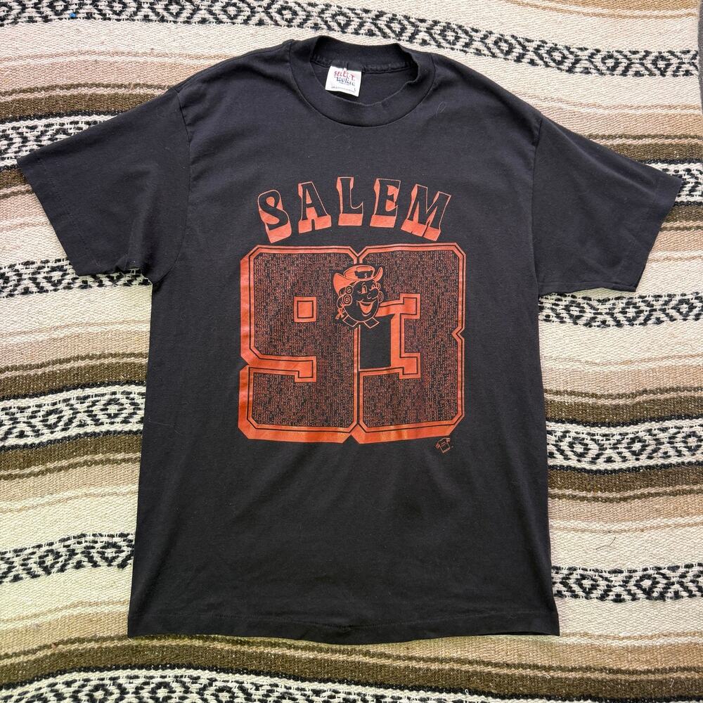 Vintage 1993 Salem Quakers High School Class Black Orange Name Shirt Sz Large